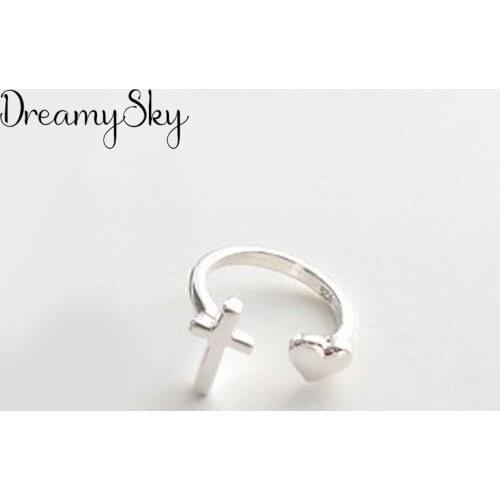 Bohemian Jewelry Fashion Silver Color Heart Cross Rings For Women Personality Ladies Vintage Engagement Finger Rings
