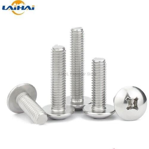 10/50X M2 M2.5 M3 M4 M5 M6 M8 304 A2-70 stainless steel JISB1111T Phillips Truss Head Large Flat Round Cross Screw Bolt L=3-80mm