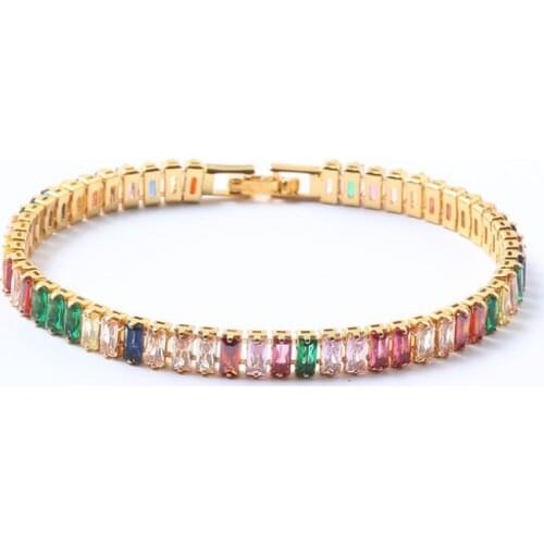 Charms Colorful CZ Rainbow Bracelets For Woman Adjustable Tennis Chain Crystal Girls' Bangle Jewelry pulseras mujer