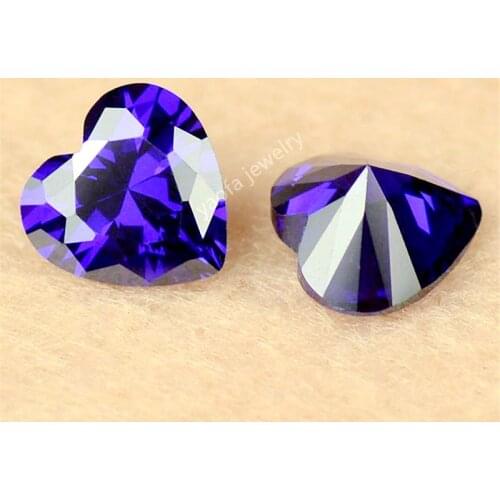 Sale 2*2~15*15mm 5A Lab Created Gems Cubic Zircon Stone Middle Violet Color Loose Heart Shape Cut CZ Beads For DIY