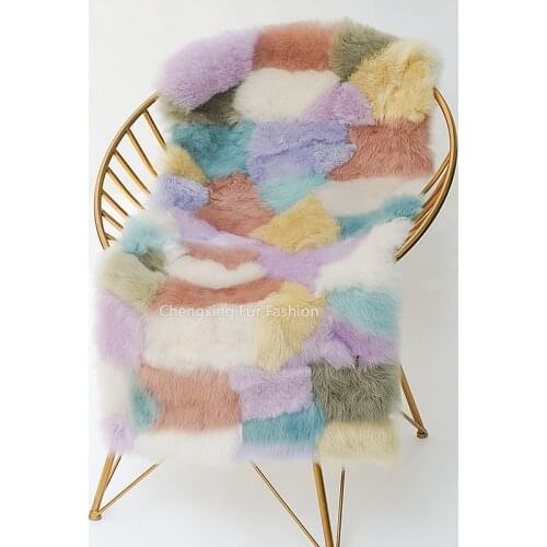 CX-D-180 50x100cm Colorful Mixed Real Lamb Sheep Carpet For Living Room Bedroom Area Rugs Fur