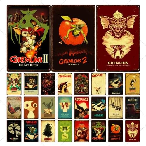 Retro Cartoon Character The New Batch Cre Lins Decorative Iron Plate Suitable for Home Studio Club Tin Painting