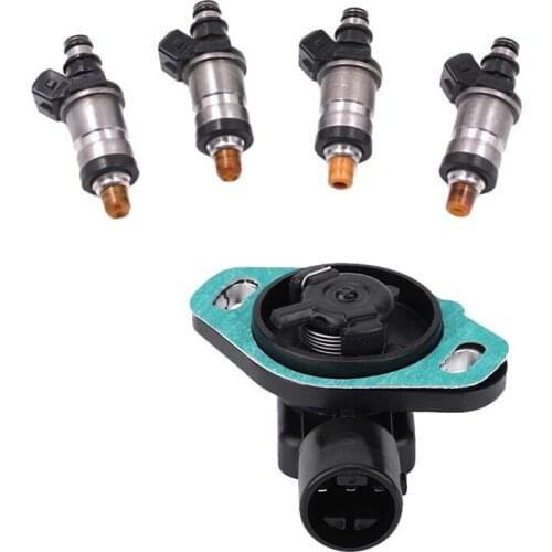 4Pcs Injector Fuel Nozzle for Honda Accord Odyssey Prelude with TPS Throttle Position Sensor 06164PM5A02 for Acura