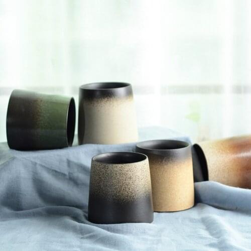 Handmade ceramic cup frosted gradient hand holding cup Japanese retro literary straight mug coffee milk cup