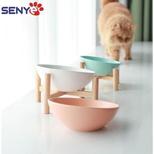 Ceramic Cat Food Bowl To Protect The Cervical Spine Oblique Mouth Drinking Bowl Pet Cat Puppy Feeding Supplies