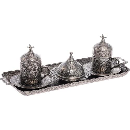 2 Person Turkish Ottoman Coffee Set With Serving Tray Espresso Gift New Home Man Woman Ceramic Zamak Metal %100 Original