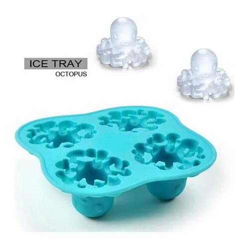 Creative Ice Lattice 4 Grids Octopus Shape Ice Mold Styling Ice Cube Tray Kitchen Accessories Funny Cake Tools