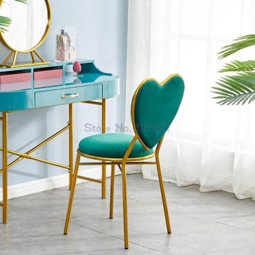 Makeup chair Nordic fairy home backrest heart-shaped net red bedroom light luxury nail princess dressing table stool