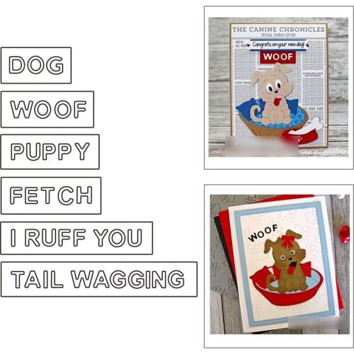 2021 New English Words Dog Tail Wagging Tail Metal Cutting Dies For Mould Cut Making Greeting Card Album Scrapbooking No Stamps