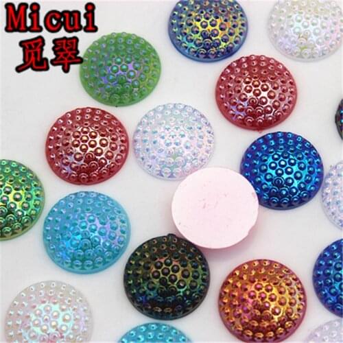 Micui 100PCS 16mm Acrylic mix colors imitation half pearls flatback round flower beads diy embellishments accessories ZZ543