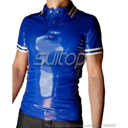 Men 's casual latex T-shirt Rubber Tee shirts top