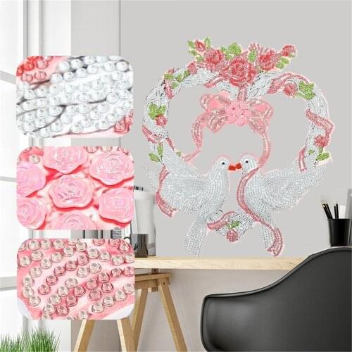 DIY Diamond Painting Wreath Kit for Door Wall Decoration Flower Animal Special Shaped Drill Diamond Embroidery Kit Cross Stitch