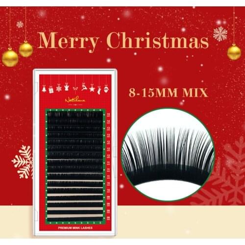 NATUHANA Christmas Series C D Curl PBT Mink False Eyelash Extension Individual Fake Lashes Hand Made Faux Eyelashes for Makeup