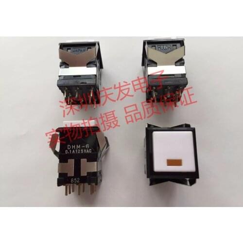 Original new 100% push button switch DHM-6 17*17*23 high end instrument self bomb self reset lamp 0.1A 125VAC