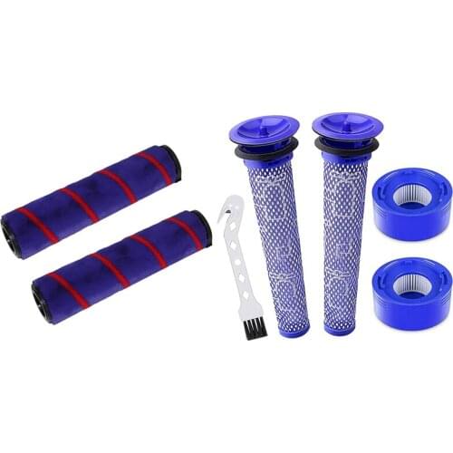2Pcs Soft Roller Brush with 2Pcs Vacuum Filter Kit,for Dyson V7 V8 V10 V11 Cordless Vacuum Cleaner Roller Brush
