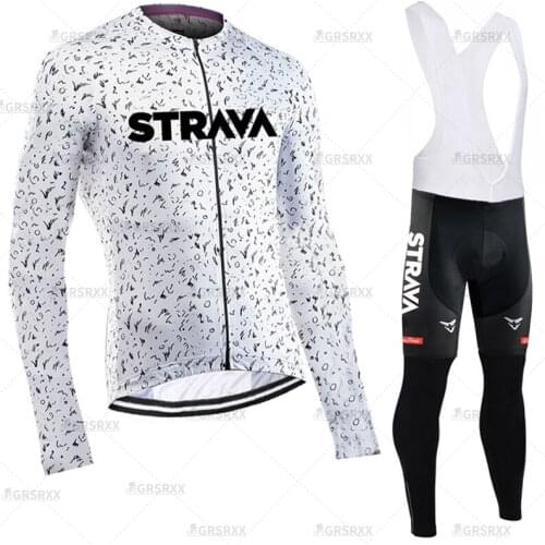 STRAVA 2021 Spring Cycling Jersey Set Anti-UV Breathable Premium Bike Racing Sportswear Quick-Dry Long sleeve Bicycle Clothing