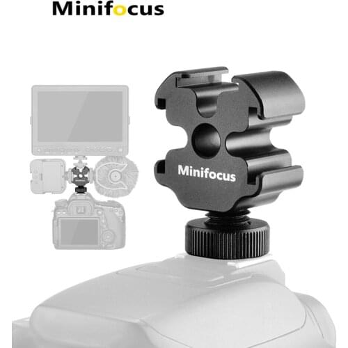 Triple 3 Cold Shoe Microphone Monitor Mount Adapter On-Camera LED Video Light Vlog Mount Adapter for DSLR Camera Hot Shoe Cage