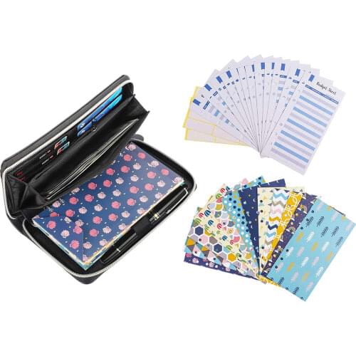 All-in-One Cash Budget Binder Envelope System Wallet with 12 Budget Envelopes,12 Sheets Labels, for Budgeting and Saving Money