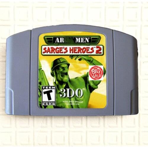 English Language Video Game for 64 Bit Console USA NTSC Version Army Men-Sarges Heroes 2 Video card