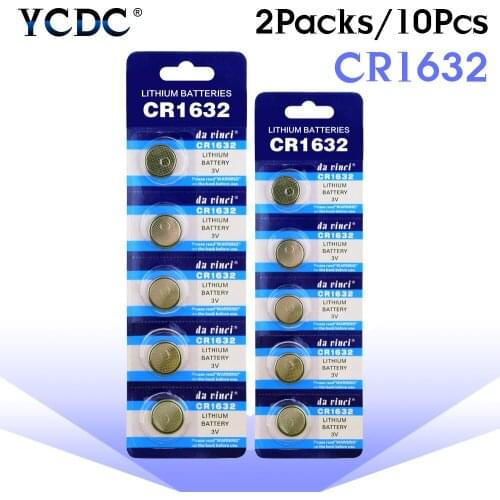 YCDC 10pcs CR1632 LM1632 BR1632 ECR1632 3V Watch Button Coin Cell Lithium Battery Single Use for Remote Control Clock Toy
