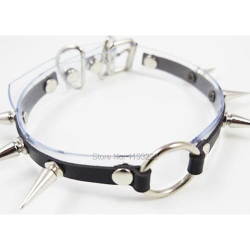 Fashion Women Punk Gothic Handmade Layered Leather Vinyl PVC Transparent Spiked Collar Choker Necklace