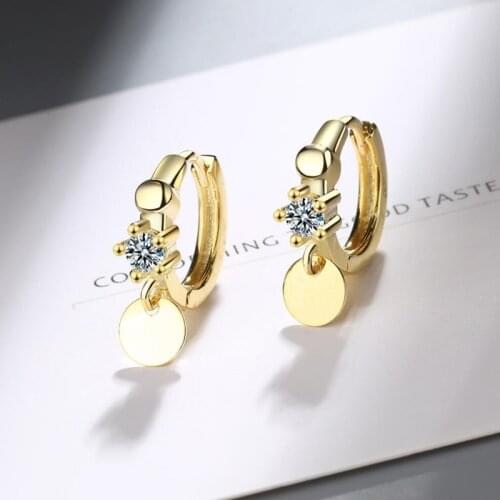 KOFSAC Summer Silver Color Earrings For Women Round Card Jewelry Simple Zircon Earring Elegant Lady Valentines Day Accessories