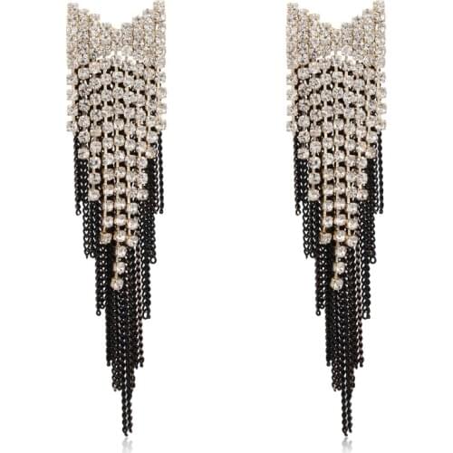 YFJEWE Fashion Black Bow Earrings For Women Vintage Long Design Tassel Earrings Drop Earring Wholesale Wedding Gifts #E058