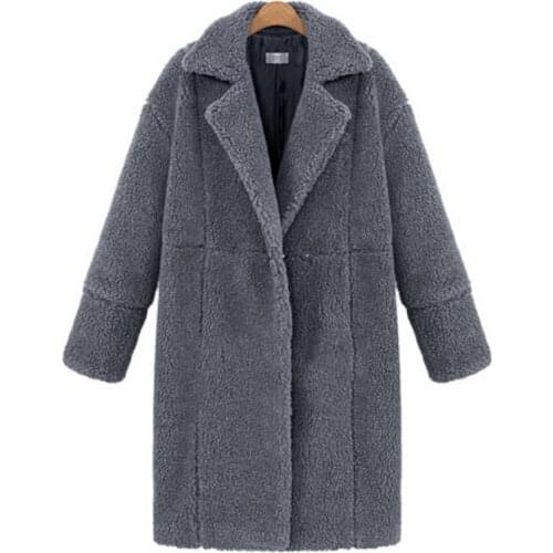 Womens winter thick warm jackets Green Black Gray faux Lamb velvet wool V neck long coats Cloaks for women basic trench coats
