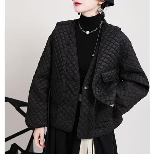 Johnature New Cotton Loose Women Two Pieces Set Coats 2021 Winter Fashion All Match Loose Solid Color Female Coats