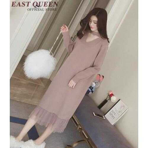 Choker dress women fashion sweater dresses for winter fall 2018 fashion ladies elegant fall dresses 2018 KK211