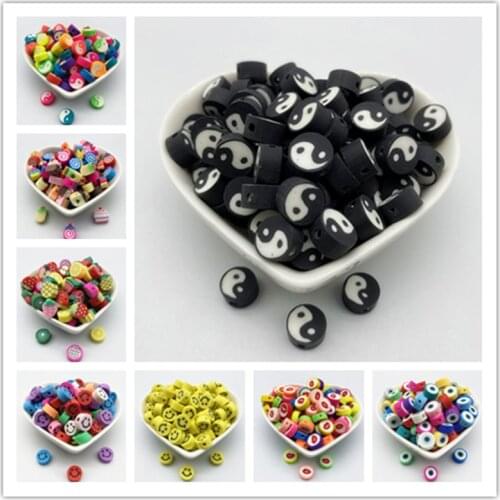 30pcs/Lot 10mm Mixed Colors LOVE Shape Clay Spacer Beads Polymer Clay Beads For Jewelry Making DIY Handmade Accessories