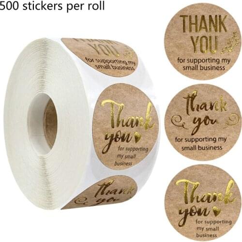 500pcs Thank You for Supporting My Small Business Stickers Gold Foil Seal Label for Baking Gift Bags Wedding Decoration Sticker