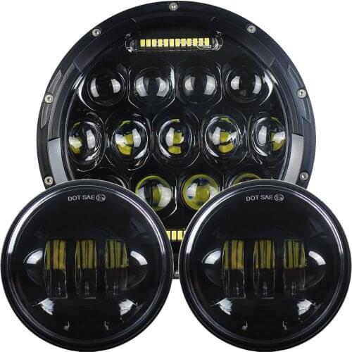 7 inch Motorcycle LED Headlight Hi/low Beam with DRL and 30W Fog lamp 4.5” Auxiliary Lights for Any models 7" and 4.5 inch
