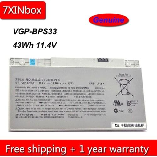 7XINbox 43Wh 11.4V Genuine VGP-BPS33 Laptop Battery For Sony VAIO SVT-14 SVT-15 T14 T15 T14118CC Touchscreen Ultrabooks Series