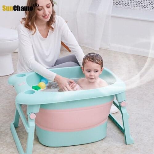 Household Can Sit Baby Bath Bucket Childrens Bath Bucket Folding Bath Tub Baby Swimming Bucket Newborn Large Bath Bucket