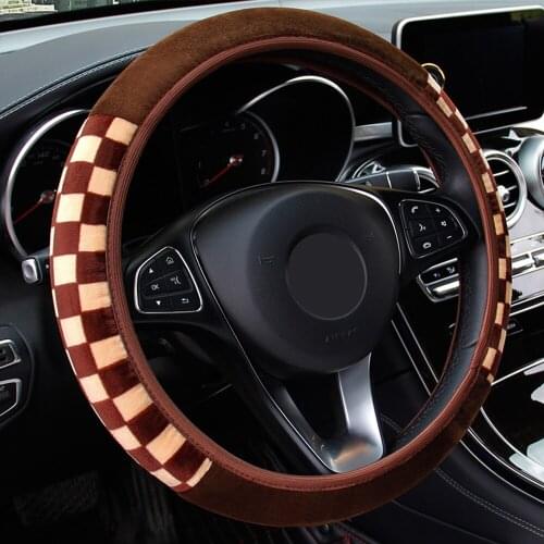 Diameter 38cm Auto Steering Covers Universal Plush Fabric Car Steering Wheel Cover Fit for Most Cars Car-styling Car Accessories
