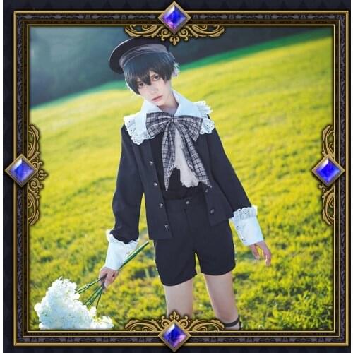 Black Butler Kuroshitsuji Ciel Phantomhive Cosplay Costume Ciel Twins Childhood Black Uniform Halloween Costumes for Women/Men