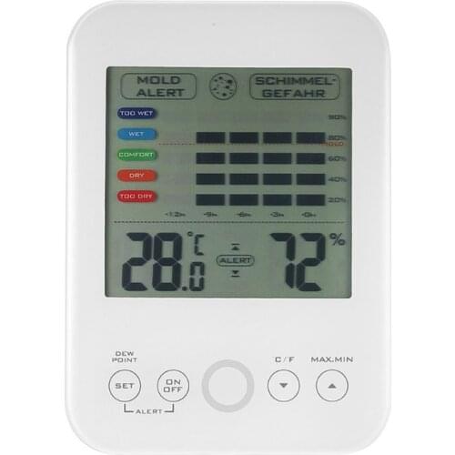 Mold Alarm Digital Hygrometer Thermometer Weather Station 5-level Scale Indoor Wet Dry Temperature Humidity Monitor