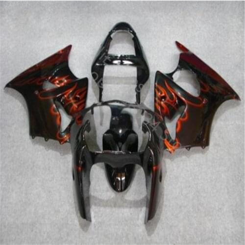 Ninja ZX-6r 02 Full Body Kits for Kawasaki ZX6r 2000 - 2002 black red flames Plastic Fairings for Kawasaki ZX6r 2002 Fairing