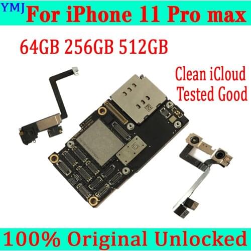 For iPhone 11 Pro Max Motherboard 64GB 256GB 512GB with Without Face ID iCloud unlocked for iphone 11pro max Mainboard Original