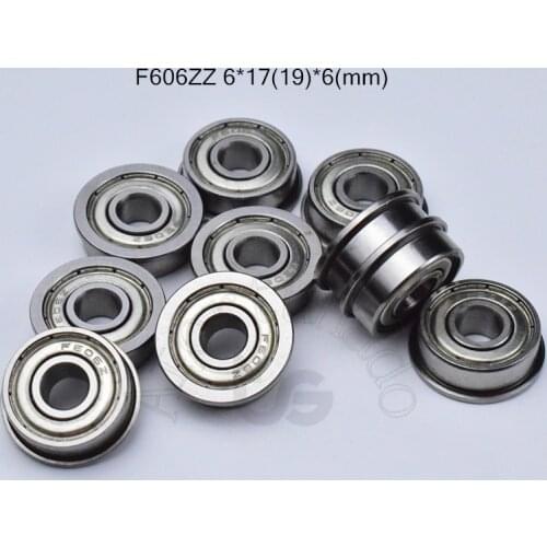 F606zz 6*17(19)*6(mm) 10pieces Flange bearing 606 F606 metal sealed ABEC-5 chrome steel miniature bearings