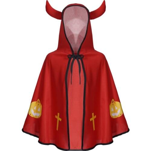 Children Halloween Costumes Wizard Witch Devil Cloak Cape Robe Girls Boys Cosplay Props Kids Birthday Party Supplies