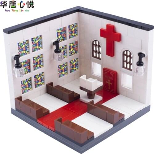 MOC City Scene Church Wedding Christ Task Board Building Block Educational Toy Toys & Hobbies Accessories Gift Cities Room Model