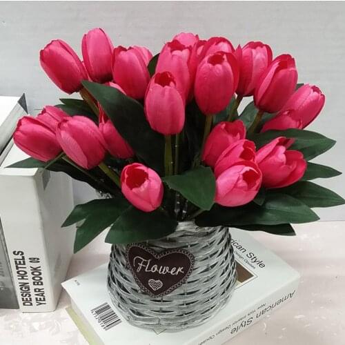 Artificial 9 Heads Tulip Flowers Bouquet Real Touch Simulation Flowers For Home Wedding Party Decoration