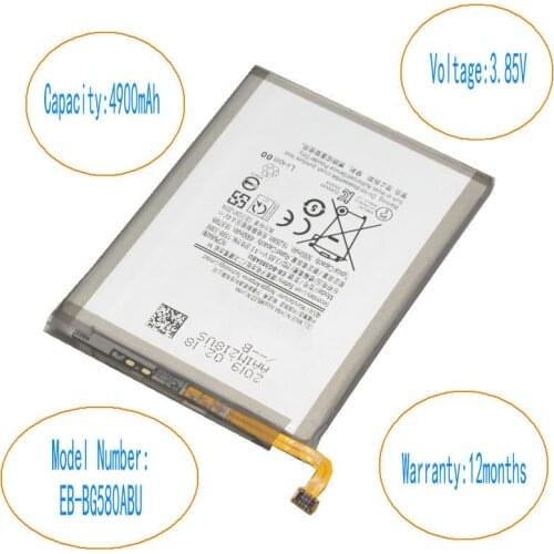 ISkyamS 10pcs/lot 4900mAh Replacement Battery EB-BG580ABU For Samsung Galaxy M20 M30 SM-M205F Authentic Phone Batteries