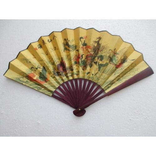 Chinese art paper handmade oil paintings.Ensemble folding fan