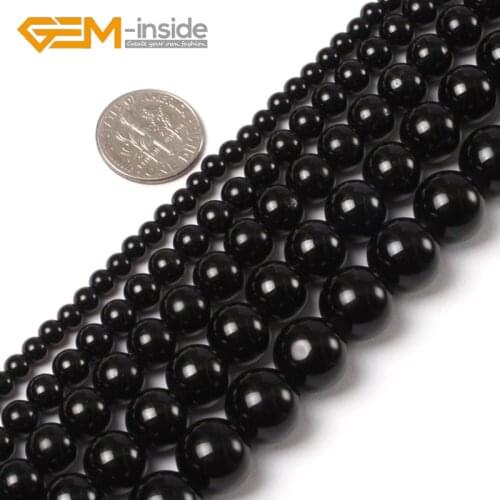Natural Black Tourmaline Round Loose Beads For Jewelry Making Gift For Unisex DIY Necklace Bracelet Strand 15" Wholesale