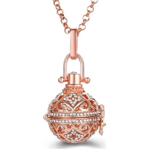 Mexico Style Cubic Zircon 3 Colors Pendant Music Ball Pregnancy Necklace Aroma Essential Oil Diffuser Locket Jewelry For Women
