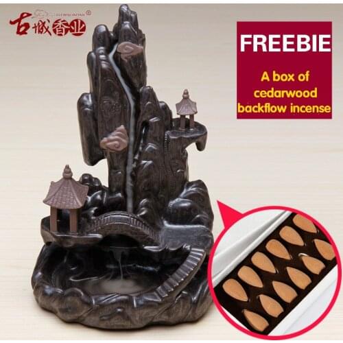 Chinese traditional backflow incense burners with quality craftsmanship.Waterfall incense holder.Free 1 box of backflow incense