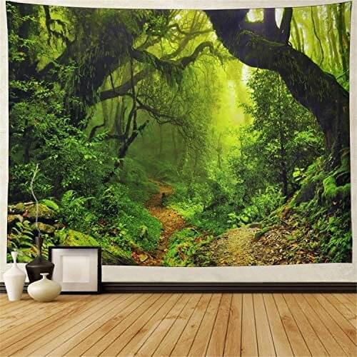 Forest Tapestry Rainforest Landscape Tapestry Wall Hanging Bohemian Psychedelic Tapestrys for Bedroom Living Room Tapisserie